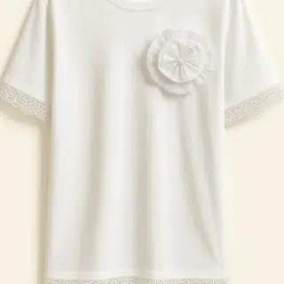 White tee with floral
