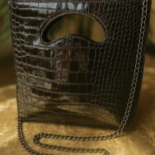 Crocova Black – Cutout Handle Clutch