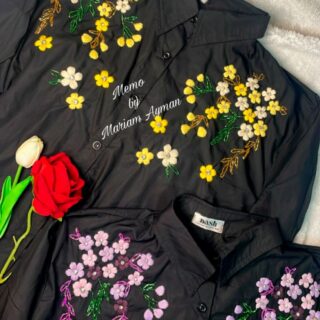 alia embroidery black shirt