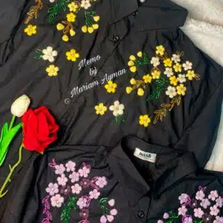 alia embroidery black shirt