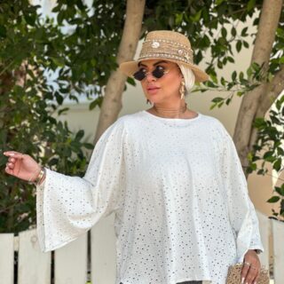 Alia white pile blouse