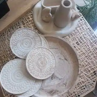 Concrete trays coasters & vase set