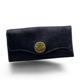 A Genuine Leather, Handmade, Egyptian-Themed Wallet/Clutch with Copper Ornament