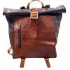 A Handmade, Genuine Leather, Rolltop BackPack with an Embossed Ancient Egyptian Pattern