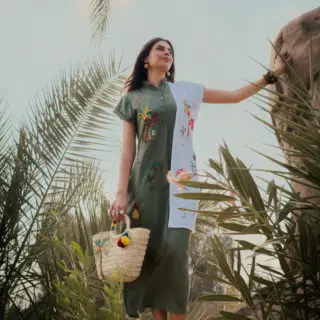 Ardi Olive Cotton Linen Dress