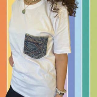 White tee with jeans pocket