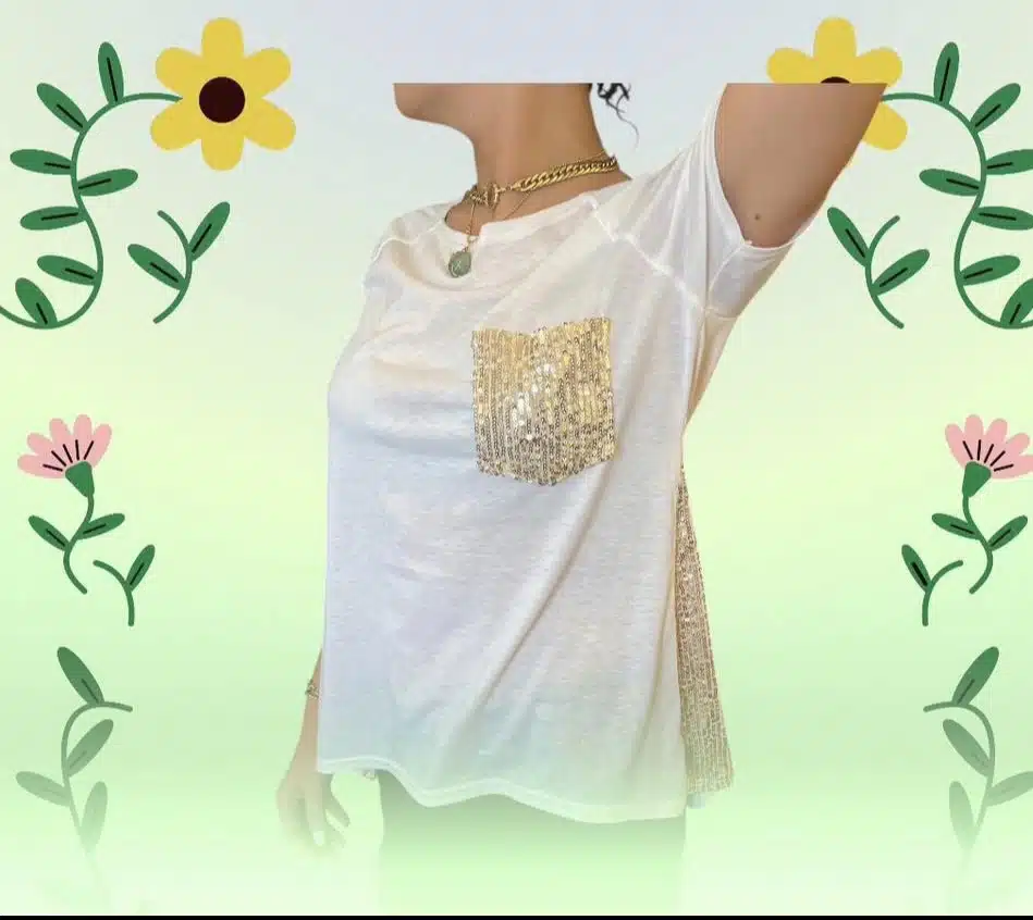 White tee with golden 1 White tee with golden