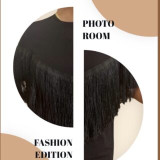 Black tee with fringe