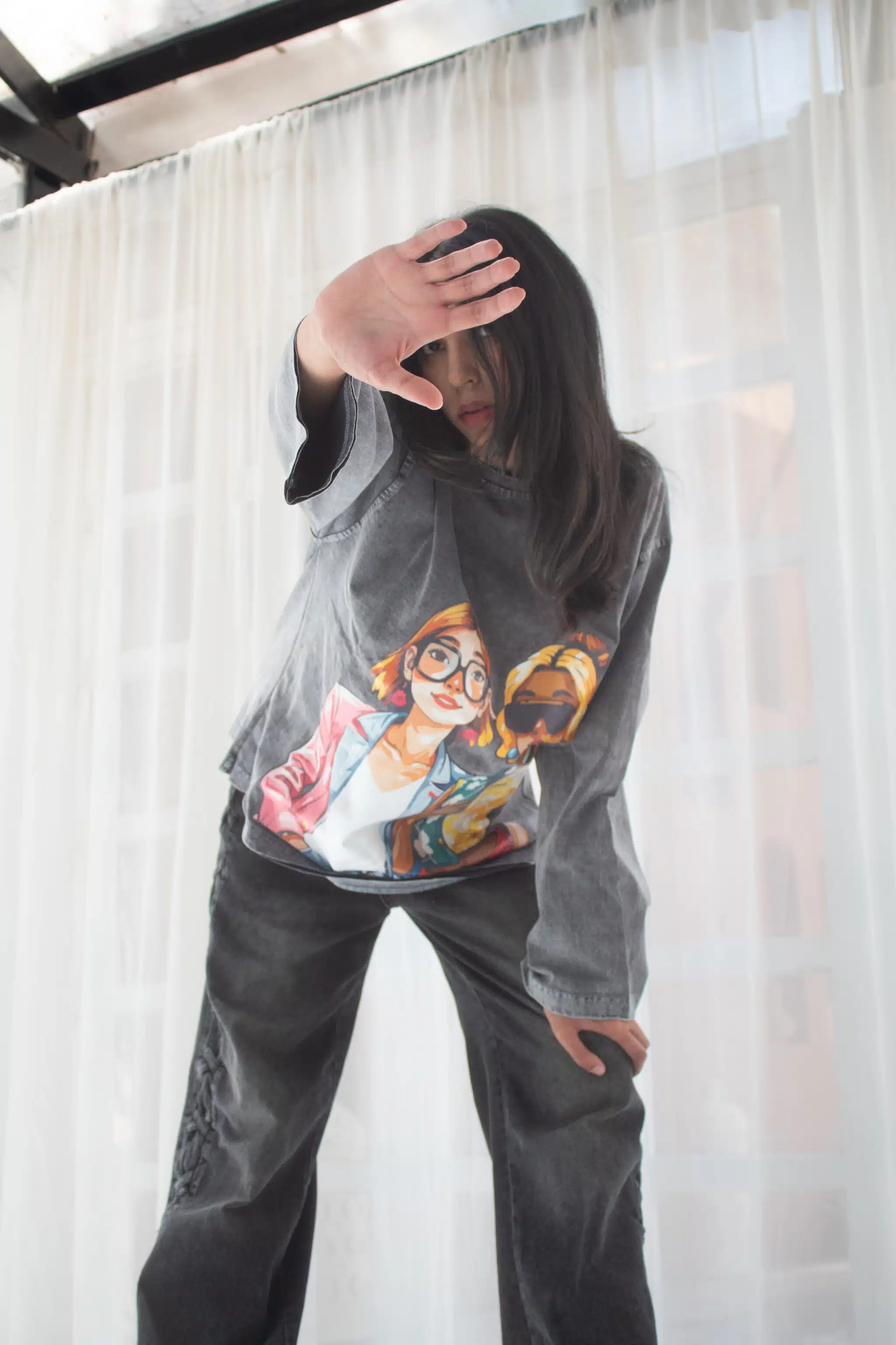 Washed two girls Long sleeve tshirt 2 IMG 0947 scaled