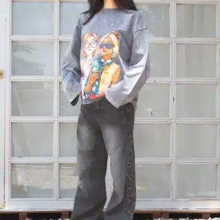 Washed two girls Long sleeve tshirt