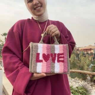 Love tufted jute bag