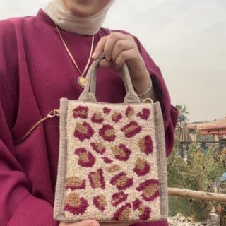 Tiger printer tufted jute bag