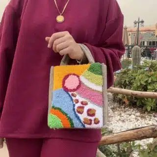 Colorful tufted jute bag