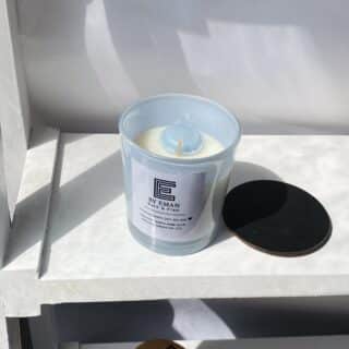 Baby blue scented candle