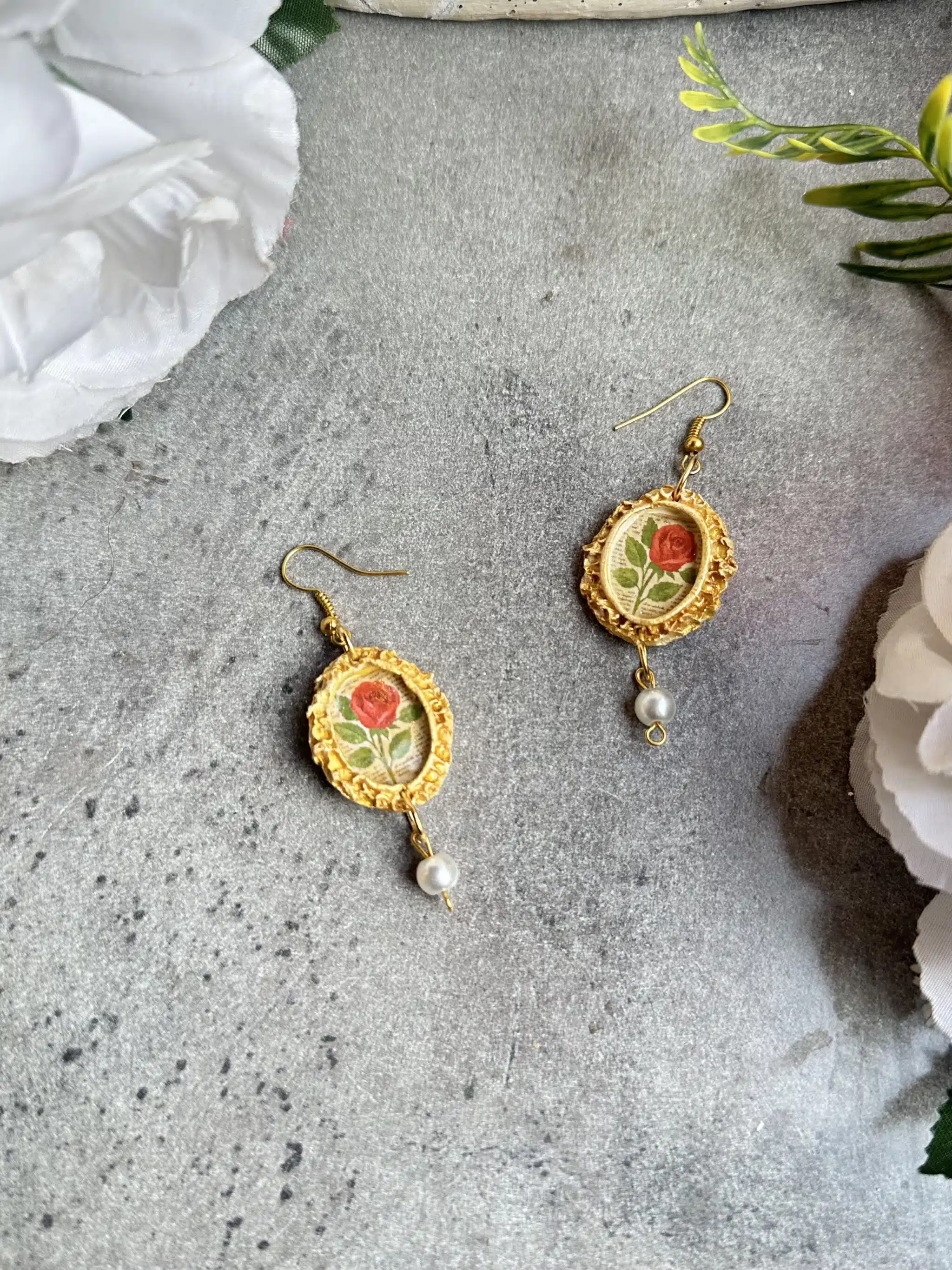 Vintage Red Rose Painting Earring 3 IMG 5983 2 scaled