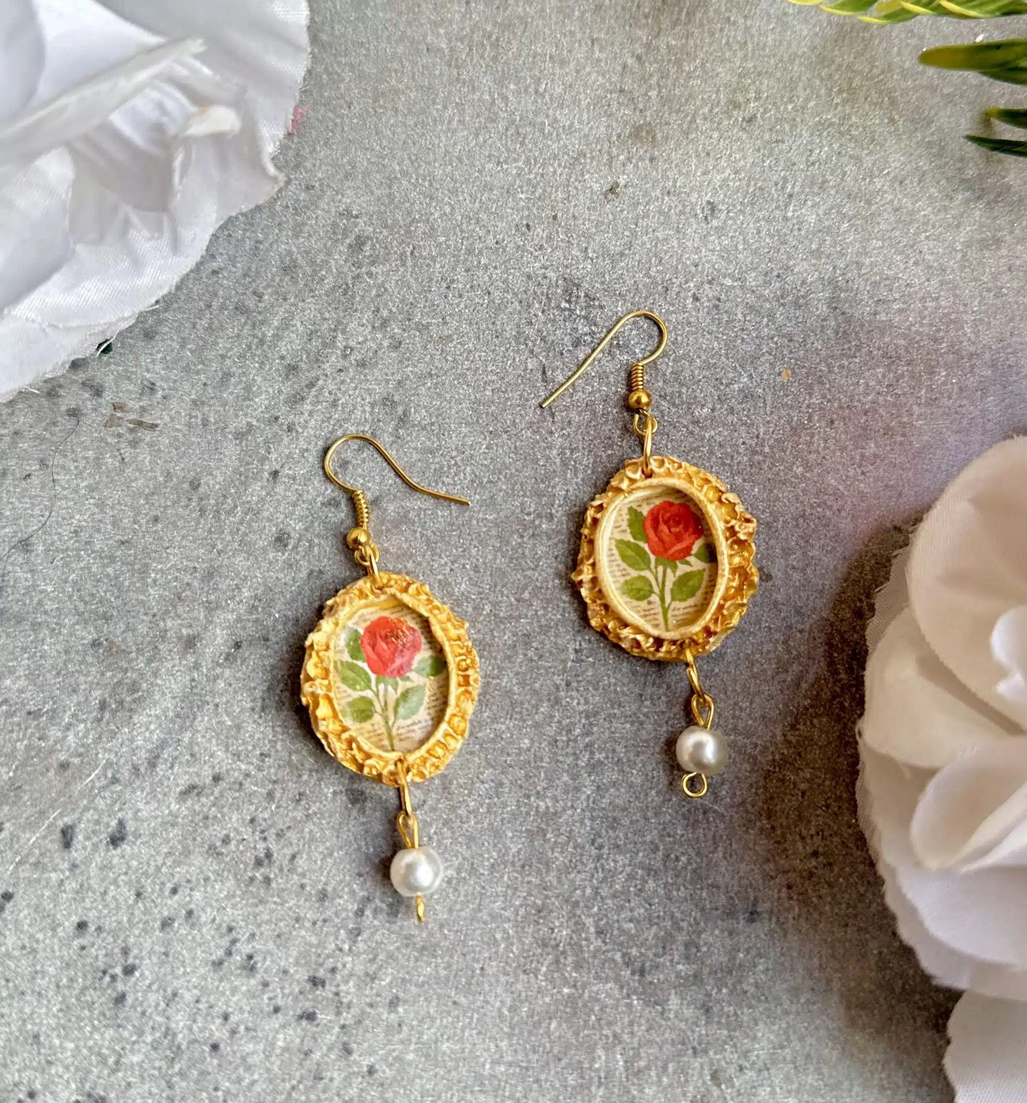 Vintage Red Rose Painting Earring 5 IMG 5984 2 scaled