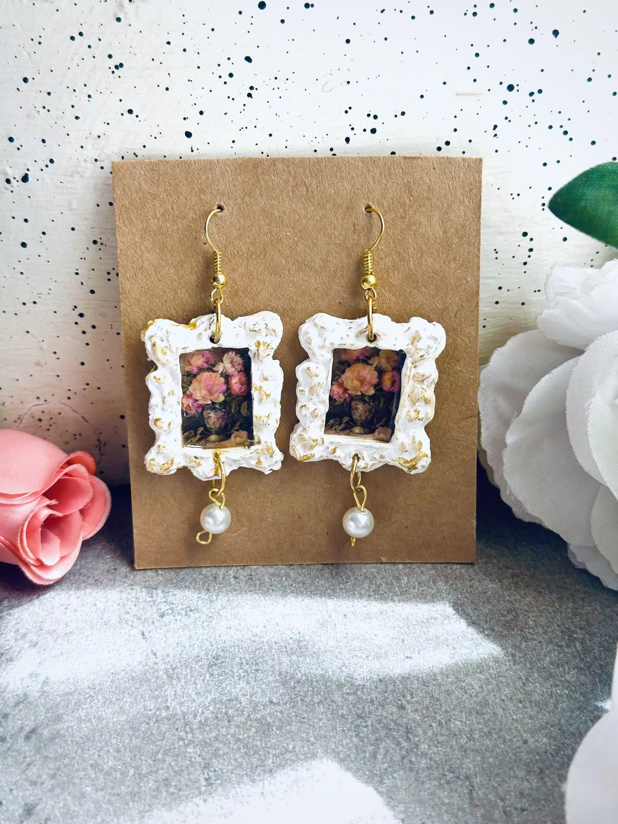 Vintage painting Earring. 3 Vintage painting Earrings
