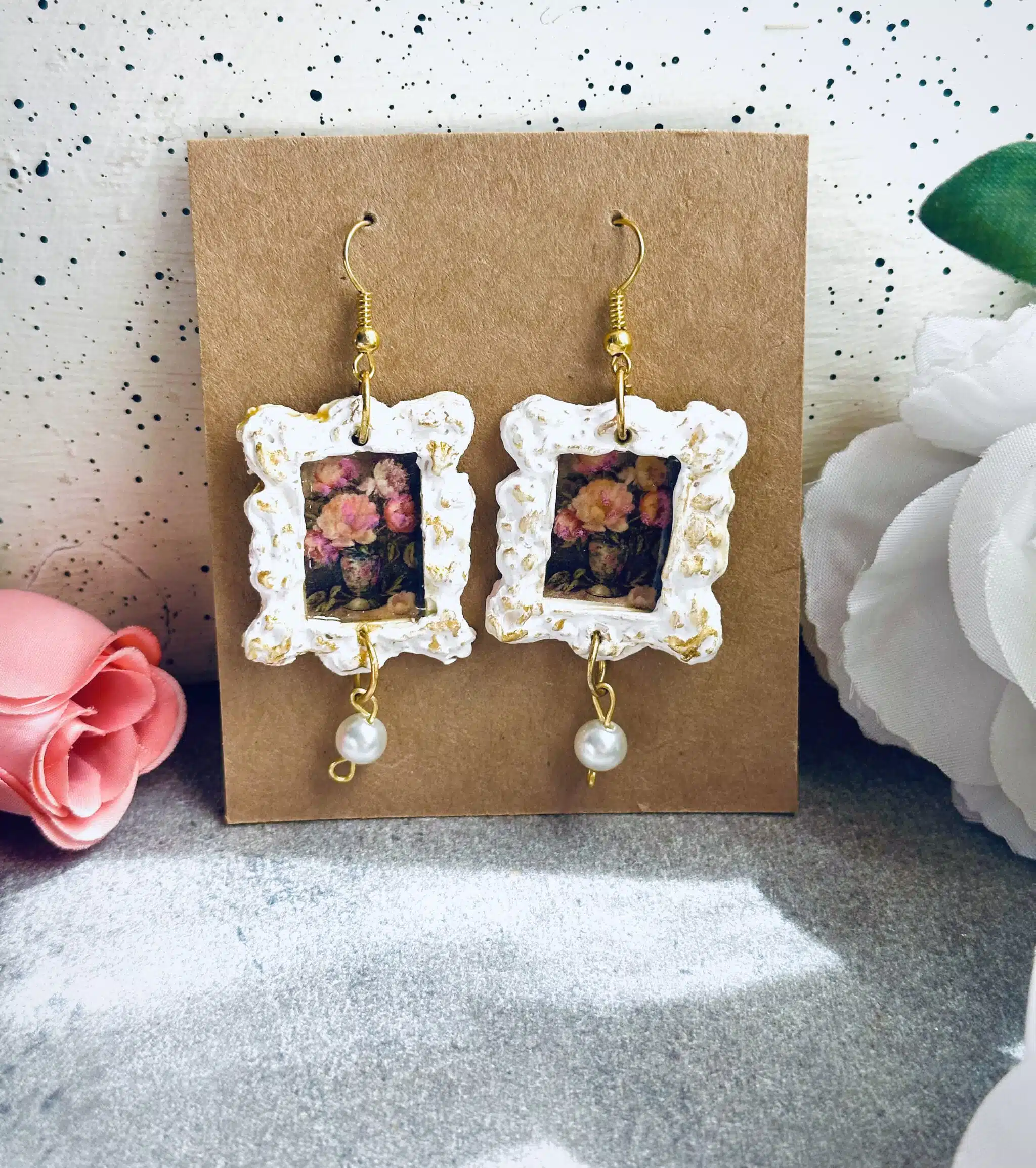 Vintage painting Earring. 1 Vintage painting Earrings