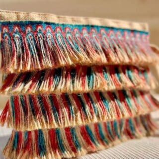 Colorful fringe clutch