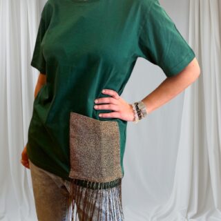 Green tee with bronze