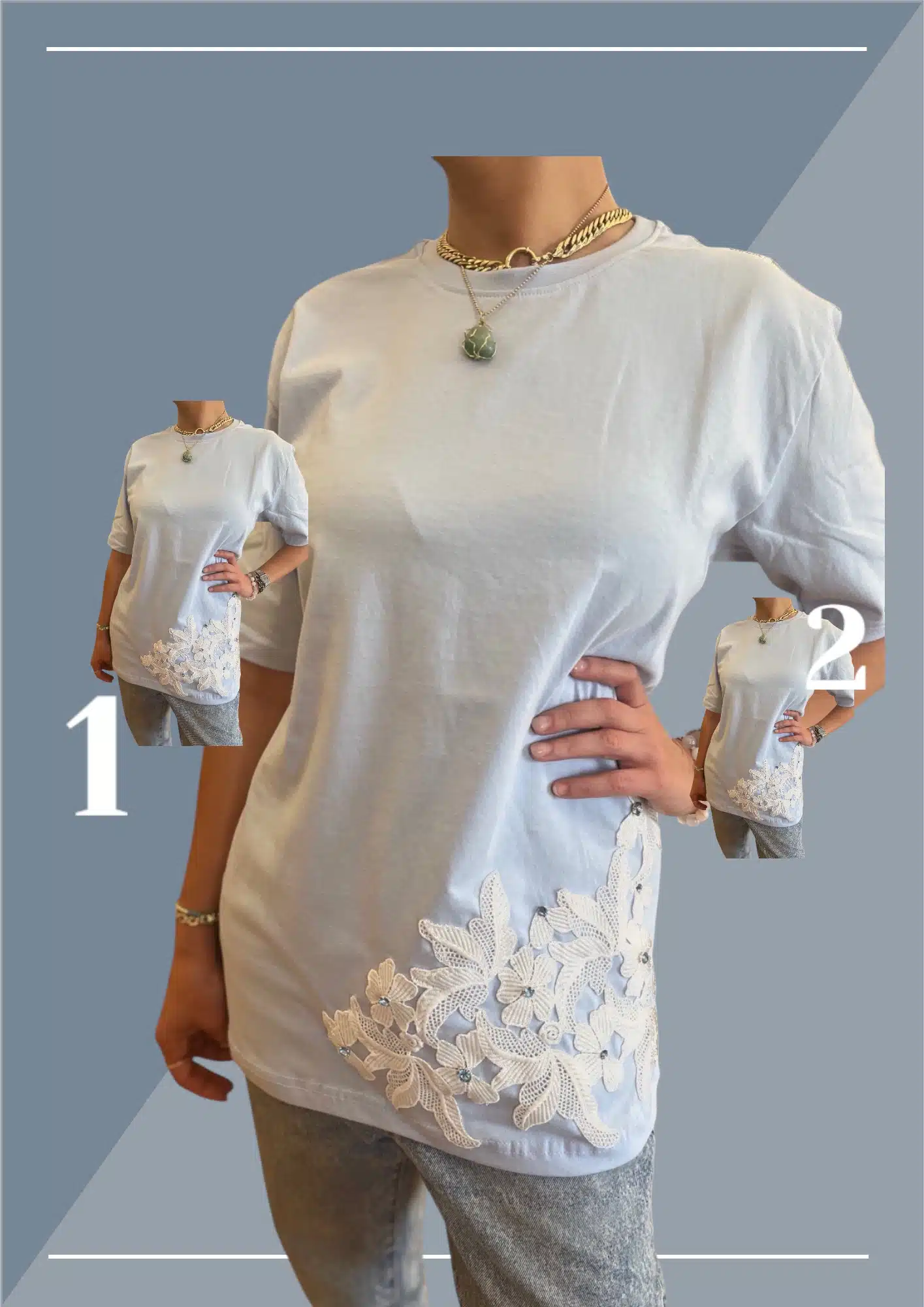 Baby blue tee with floral 1 Baby blue tee with floral