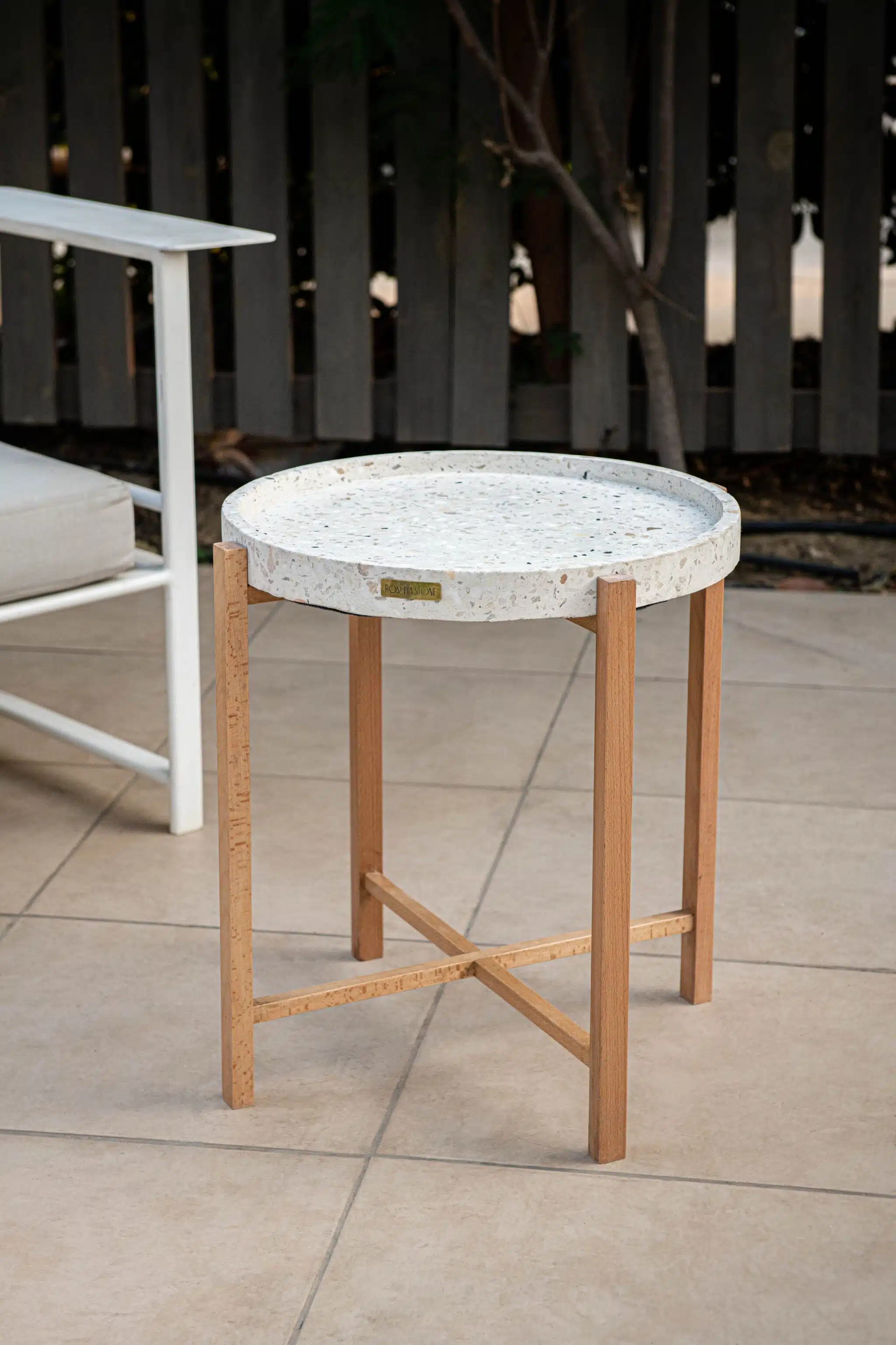 Anuk 3 Side Table grey with mixed gravel scaled
