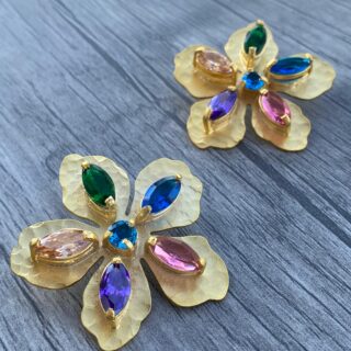 Golden flower copper earrings