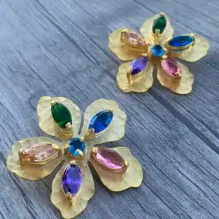 Golden flower copper earrings