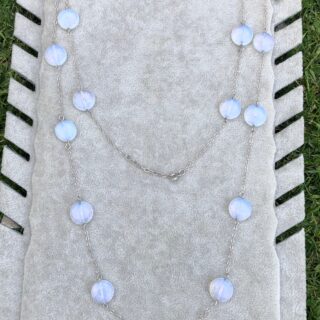 Long Handmade 925 Silver Moonstone Necklace/Eyewear holder