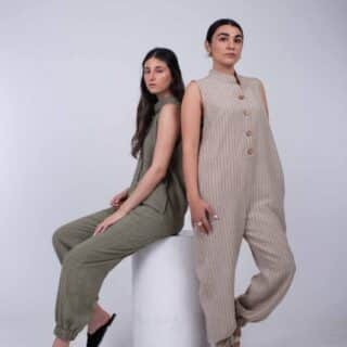 sleeveless linen set