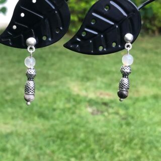 Handmade Original 925 Silver Smoky Grey Agate Earring