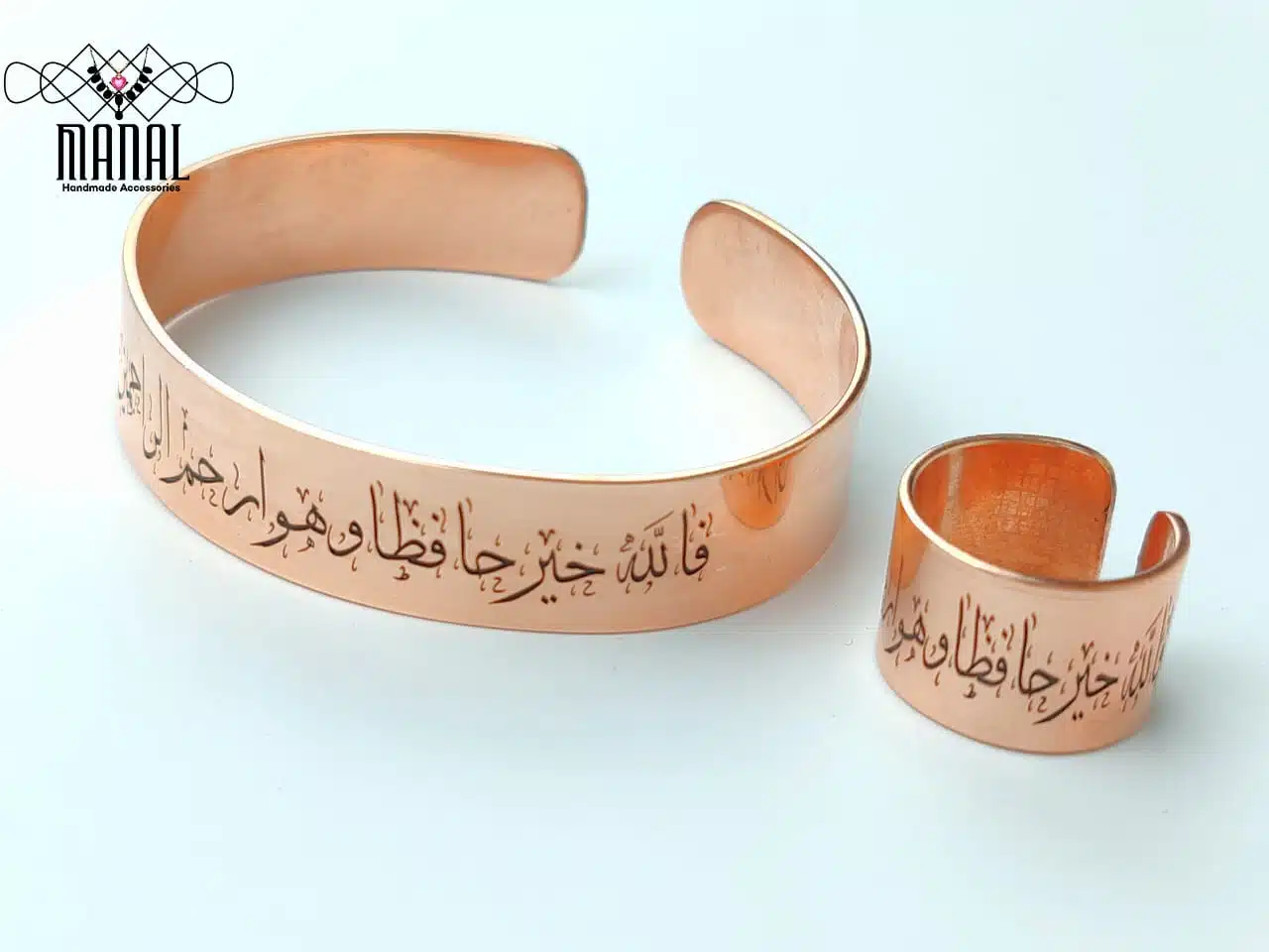 Pure red copper bracelet and ring, free size 1 Pure red copper bracelet and ring, free size