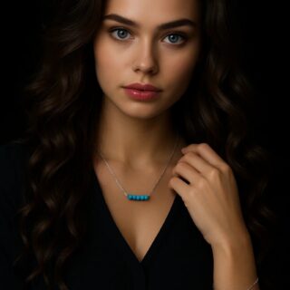 Handmade 925 Silver Blue Agate Necklace & Bracelet