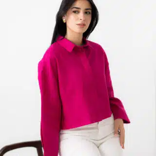 Wild berry Pure Linen Crop Shirt