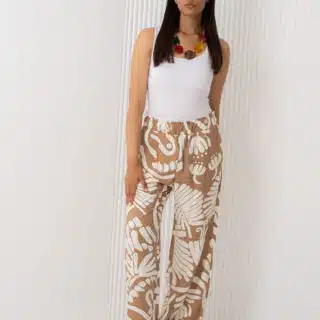 Beige white Palms Wide Leg pants
