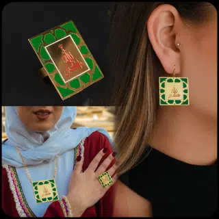 Handmade green Allah Akbar set for women