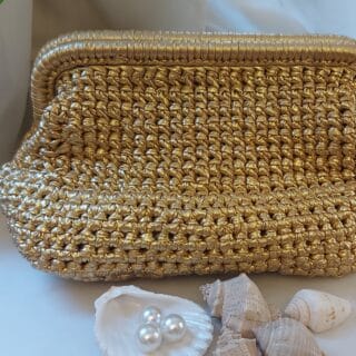 Leather gold clutch