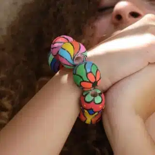 Large HandPainted Wooden Beads Bracelet